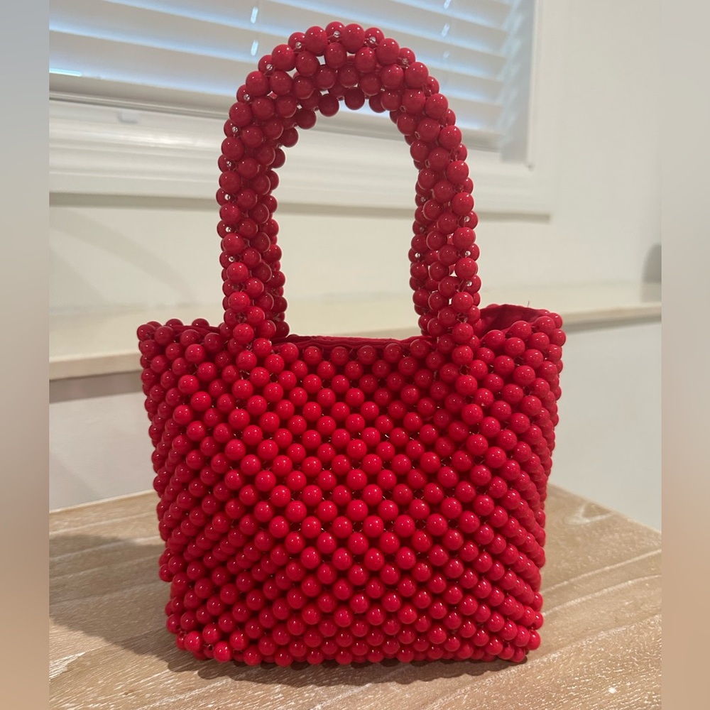 ZARA BASIC HOT PINK BEADED HANDBAG NWOT